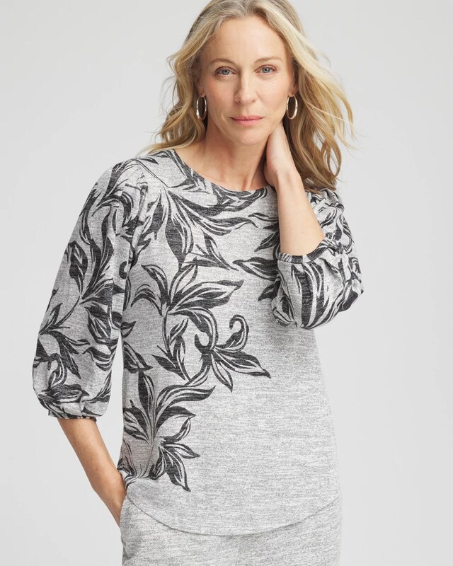 Zenergy Soft Essentials Floral 3/4 Sleeve Top